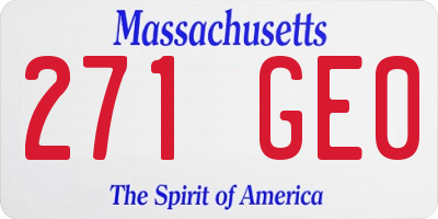 MA license plate 271GE0