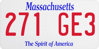 MA license plate 271GE3