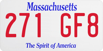 MA license plate 271GF8