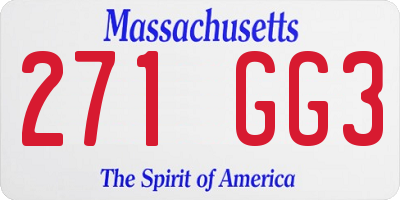 MA license plate 271GG3