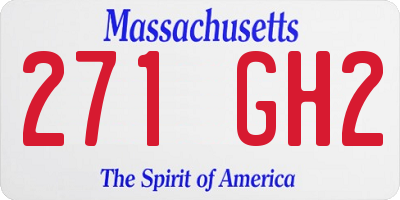 MA license plate 271GH2
