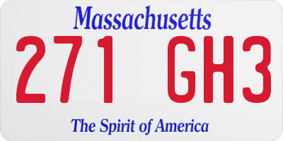 MA license plate 271GH3