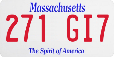 MA license plate 271GI7