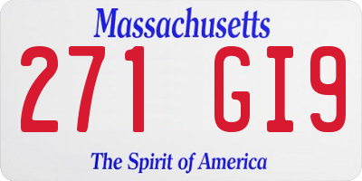 MA license plate 271GI9