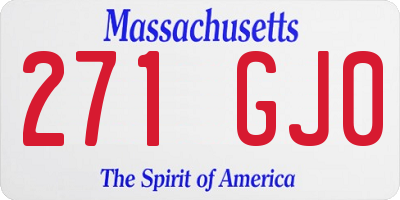 MA license plate 271GJ0