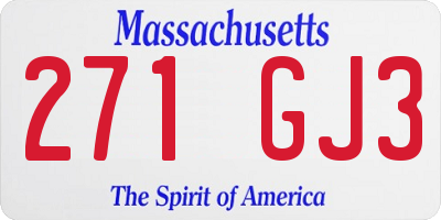 MA license plate 271GJ3