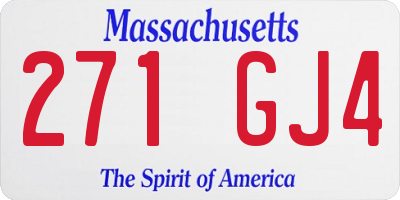MA license plate 271GJ4