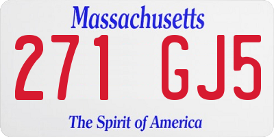 MA license plate 271GJ5