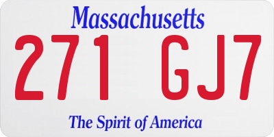 MA license plate 271GJ7