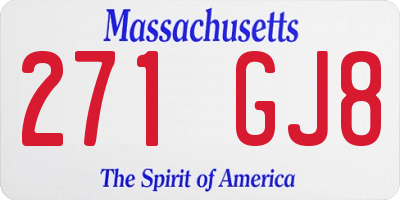 MA license plate 271GJ8