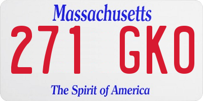 MA license plate 271GK0