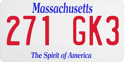 MA license plate 271GK3