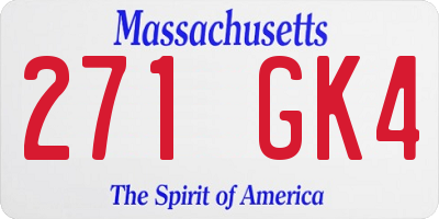 MA license plate 271GK4