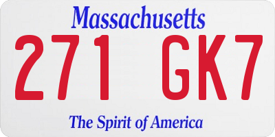 MA license plate 271GK7