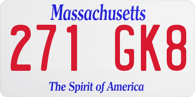 MA license plate 271GK8