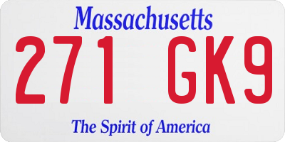 MA license plate 271GK9