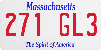 MA license plate 271GL3