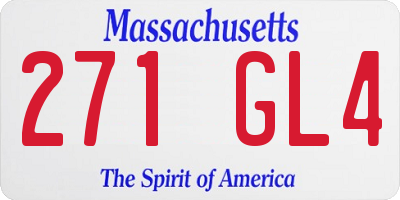 MA license plate 271GL4