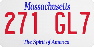 MA license plate 271GL7