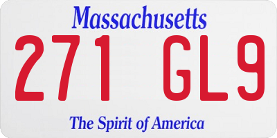 MA license plate 271GL9