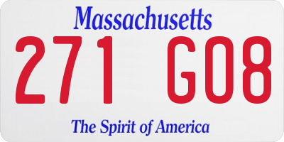 MA license plate 271GO8