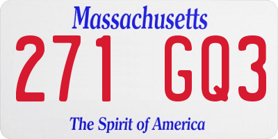MA license plate 271GQ3