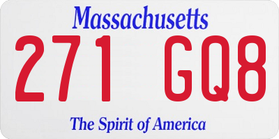 MA license plate 271GQ8