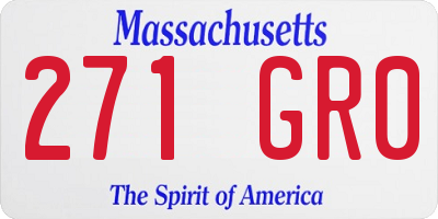 MA license plate 271GR0