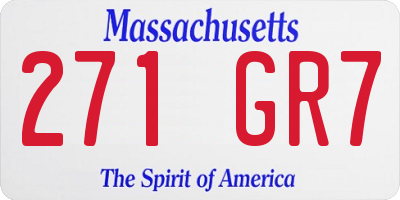 MA license plate 271GR7