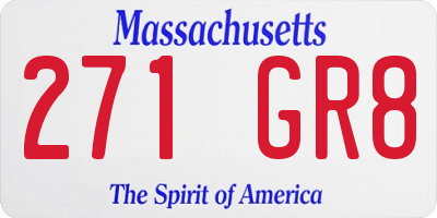 MA license plate 271GR8