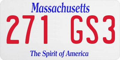 MA license plate 271GS3