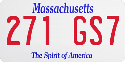 MA license plate 271GS7