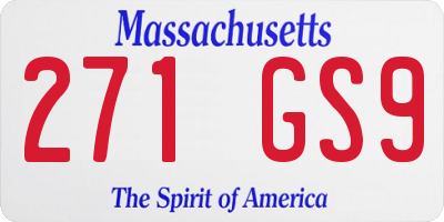 MA license plate 271GS9