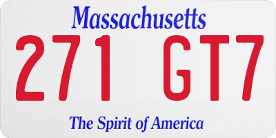 MA license plate 271GT7
