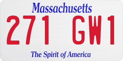 MA license plate 271GW1