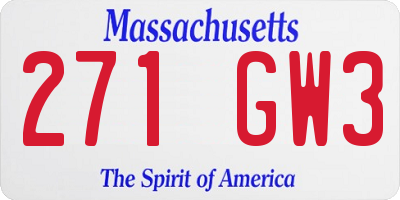 MA license plate 271GW3