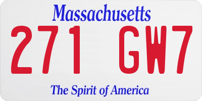 MA license plate 271GW7