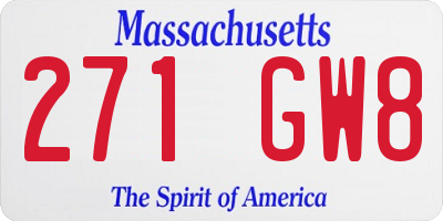 MA license plate 271GW8