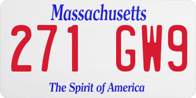 MA license plate 271GW9