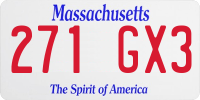 MA license plate 271GX3