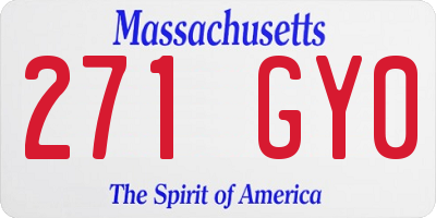 MA license plate 271GY0