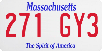 MA license plate 271GY3