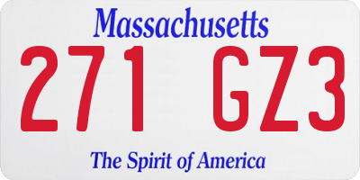 MA license plate 271GZ3