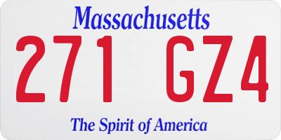 MA license plate 271GZ4