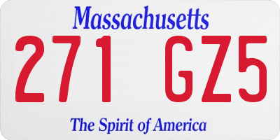 MA license plate 271GZ5
