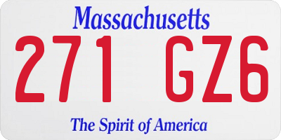 MA license plate 271GZ6