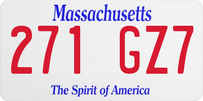 MA license plate 271GZ7