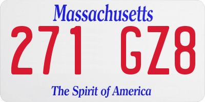 MA license plate 271GZ8