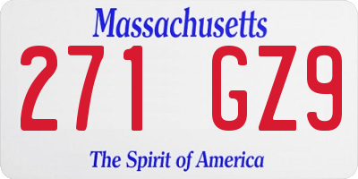 MA license plate 271GZ9