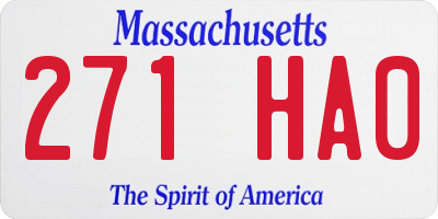 MA license plate 271HA0